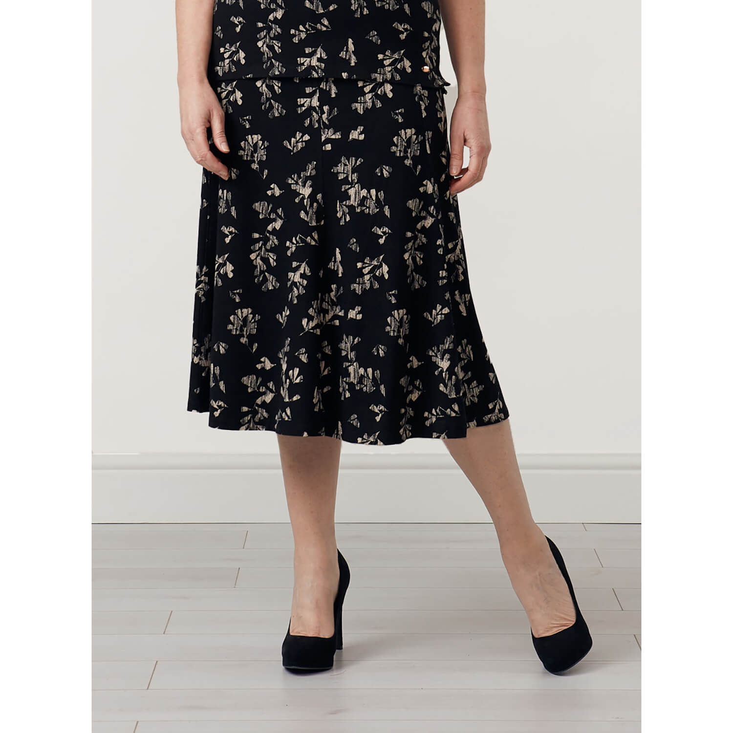 Tigiwear Leaf Print Regular Skirt - Black 1 Shaws Department Stores