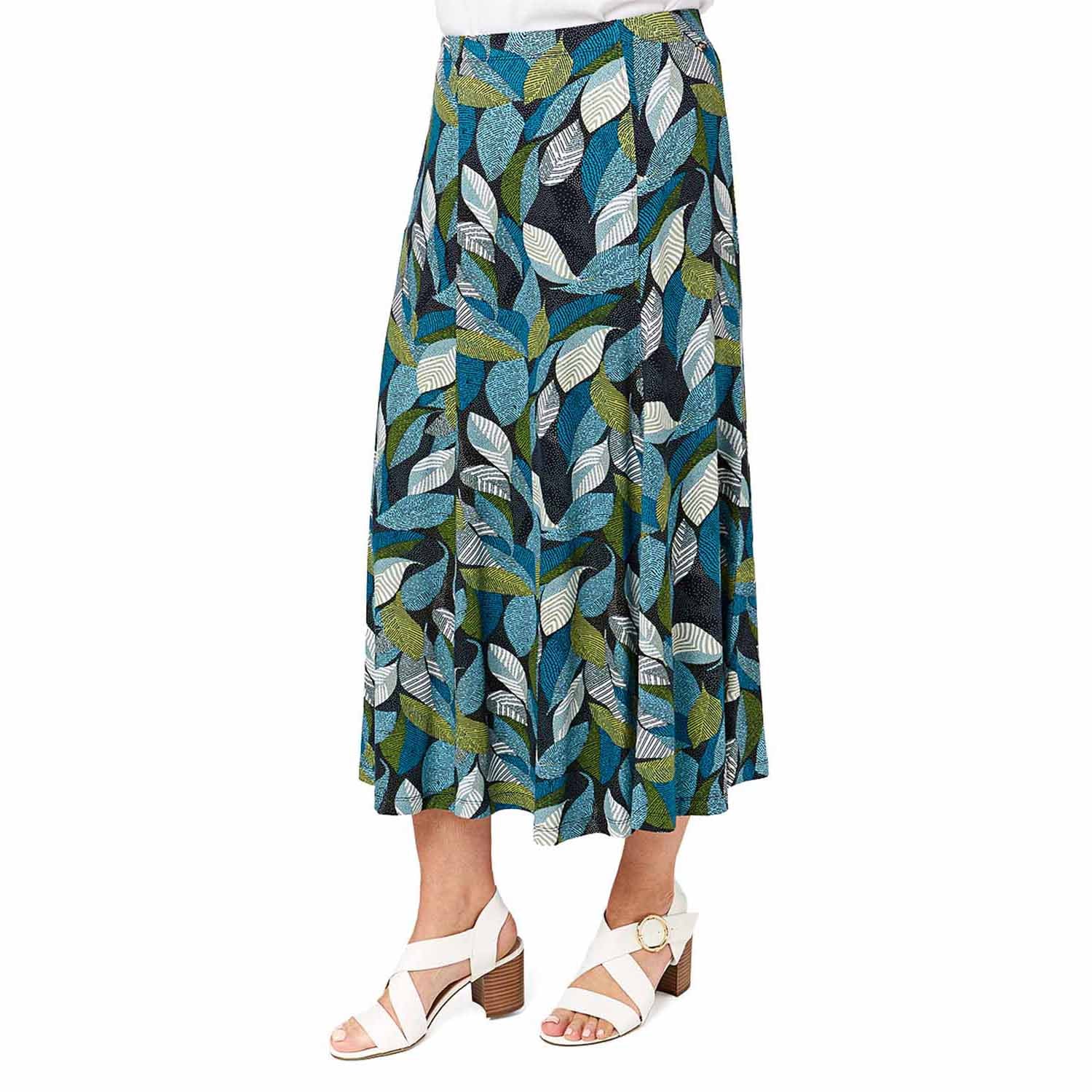 Tigiwear Leaf Print Short Skirt - Navy 2 Shaws Department Stores