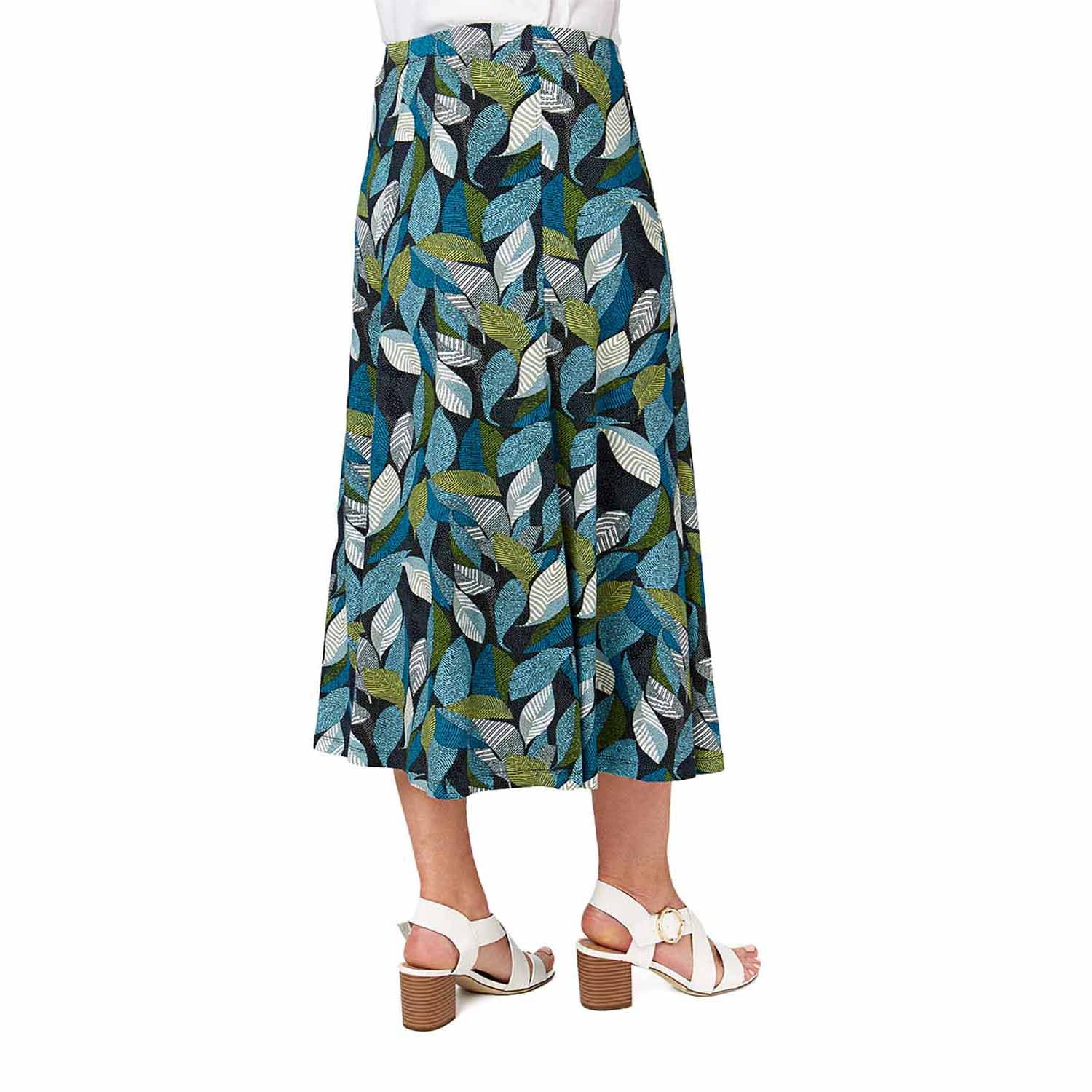 Tigiwear Leaf Print Short Skirt - Navy 3 Shaws Department Stores
