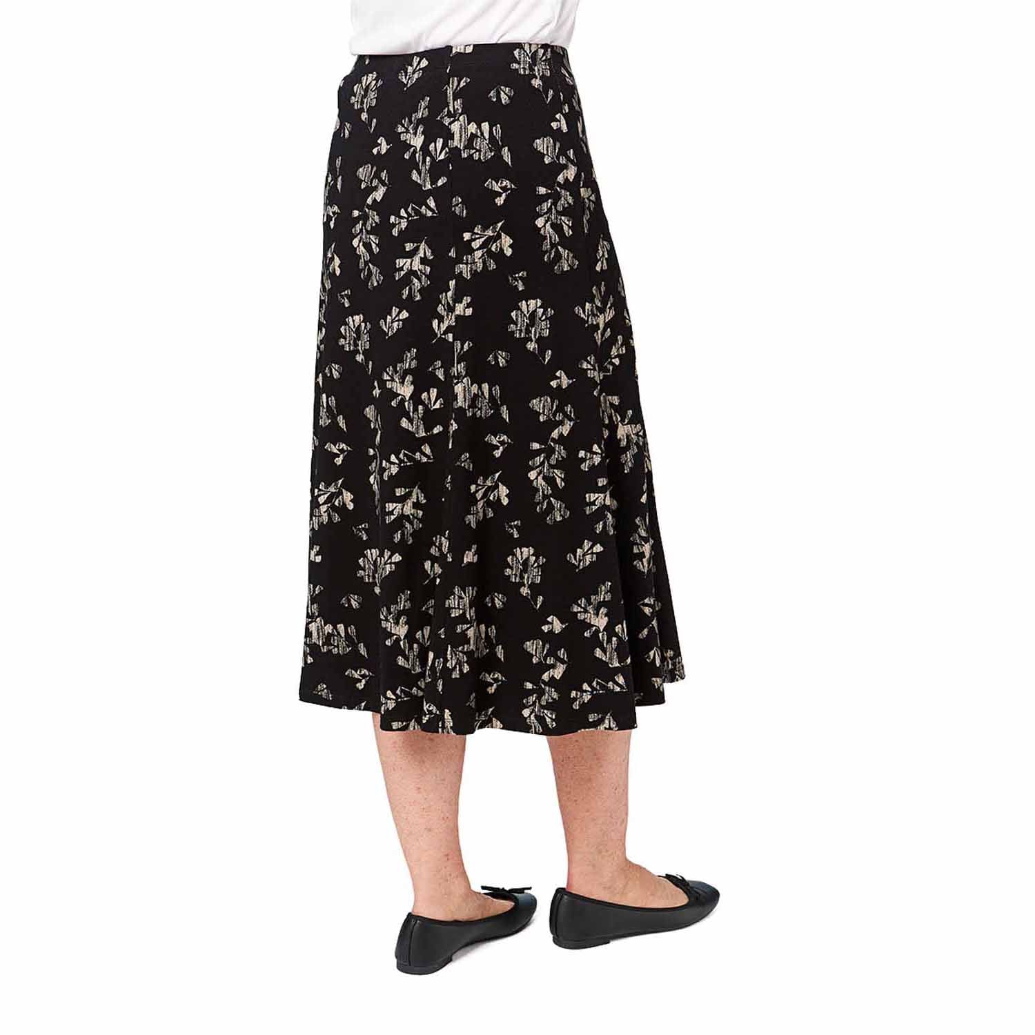 Tigiwear Leaf Print Regular Skirt - Black 3 Shaws Department Stores