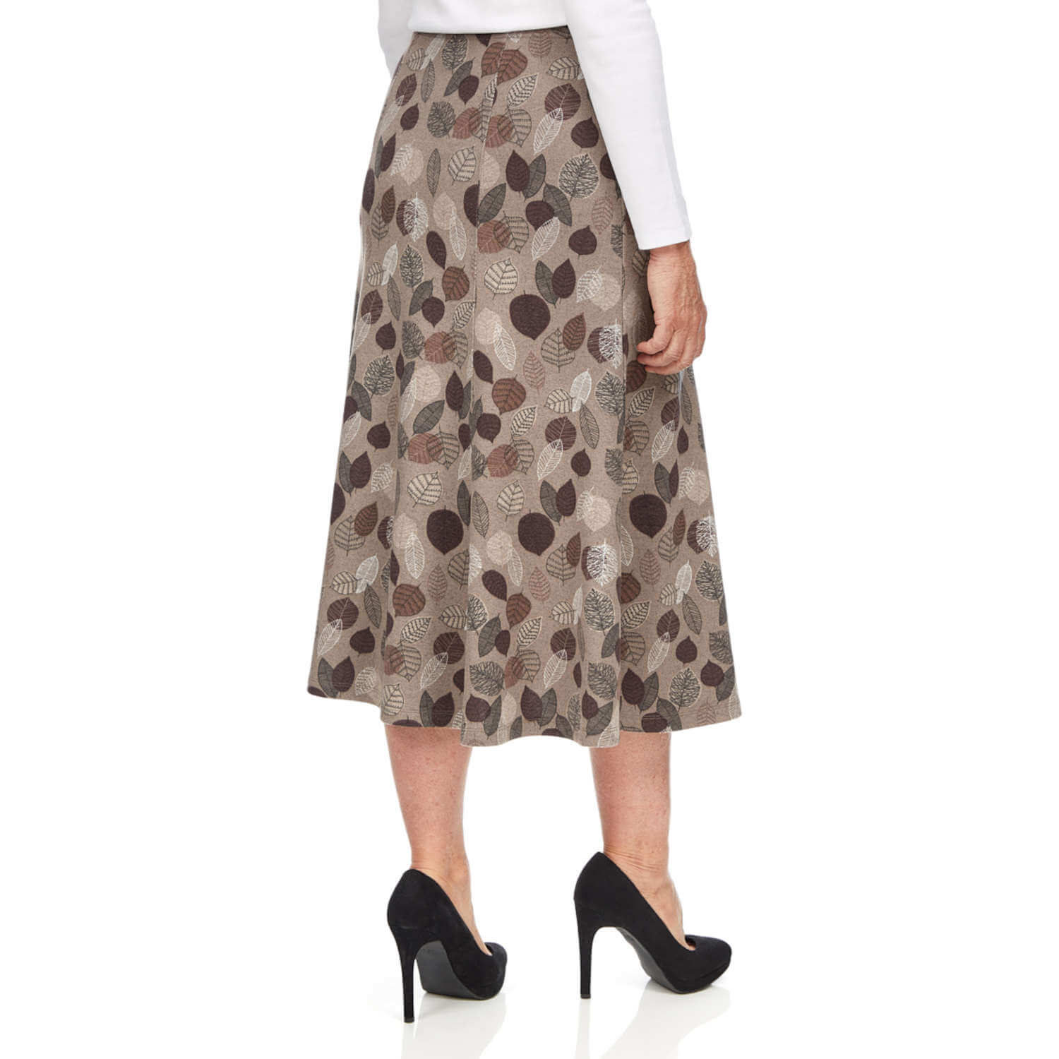 Tigiwear Leaf Print Skirt - Taupe 3 Shaws Department Stores