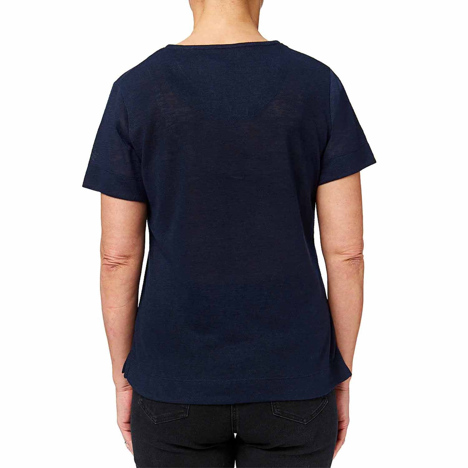 Tigiwear Leaf Print Top - French Navy 3 Shaws Department Stores