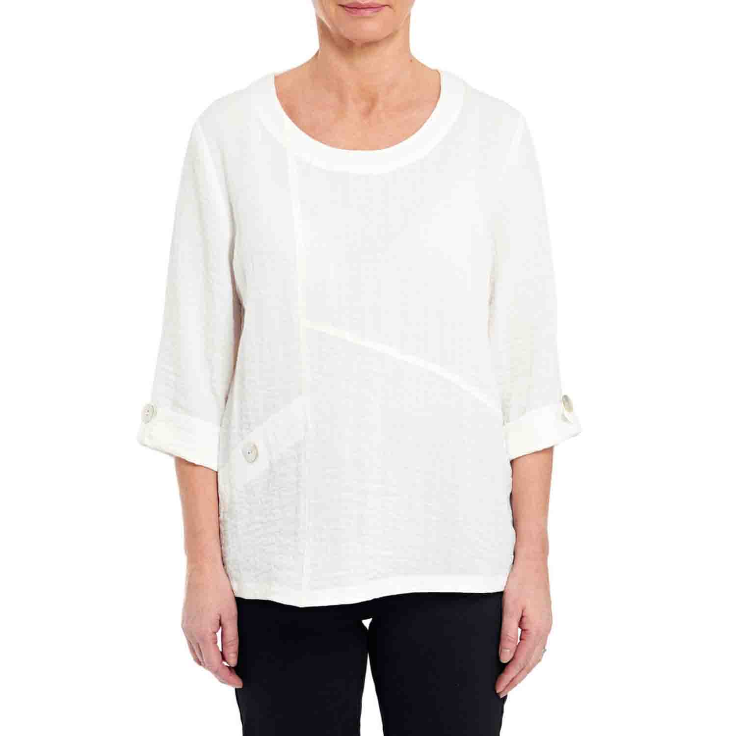 Penny Plain Asymmetric Hem Top - Ivory 2 Shaws Department Stores