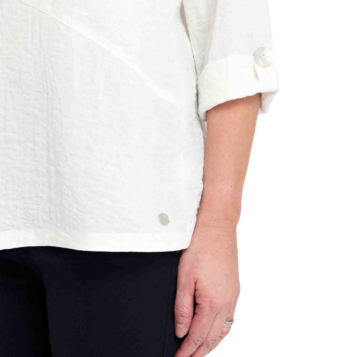 Penny Plain Asymmetric Hem Top - Ivory 5 Shaws Department Stores