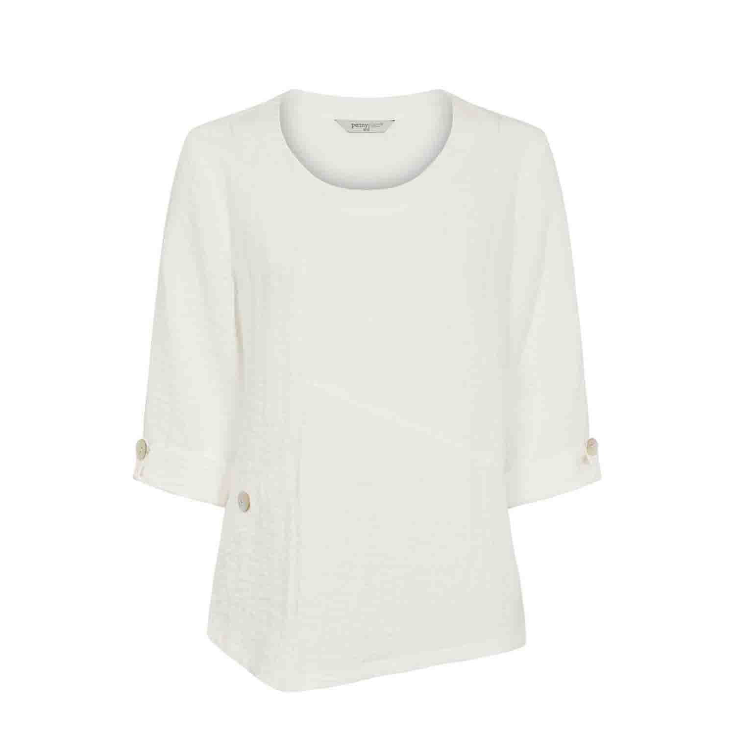 Penny Plain Asymmetric Hem Top - Ivory 1 Shaws Department Stores