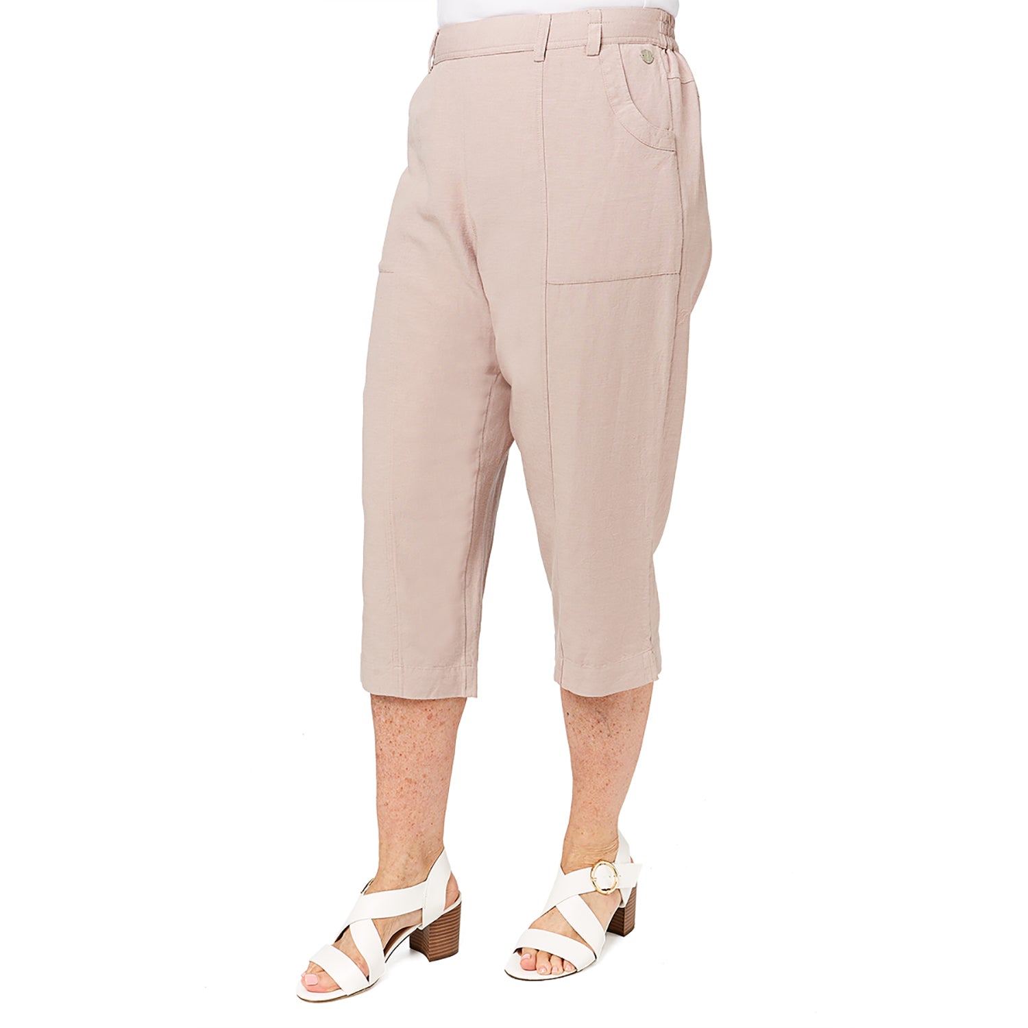 Penny Plain Linen Blend Cropped Trousers - Cloud 3 Shaws Department Stores