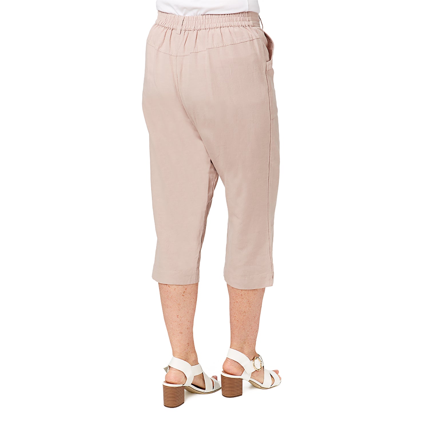 Penny Plain Linen Blend Cropped Trousers - Cloud 4 Shaws Department Stores