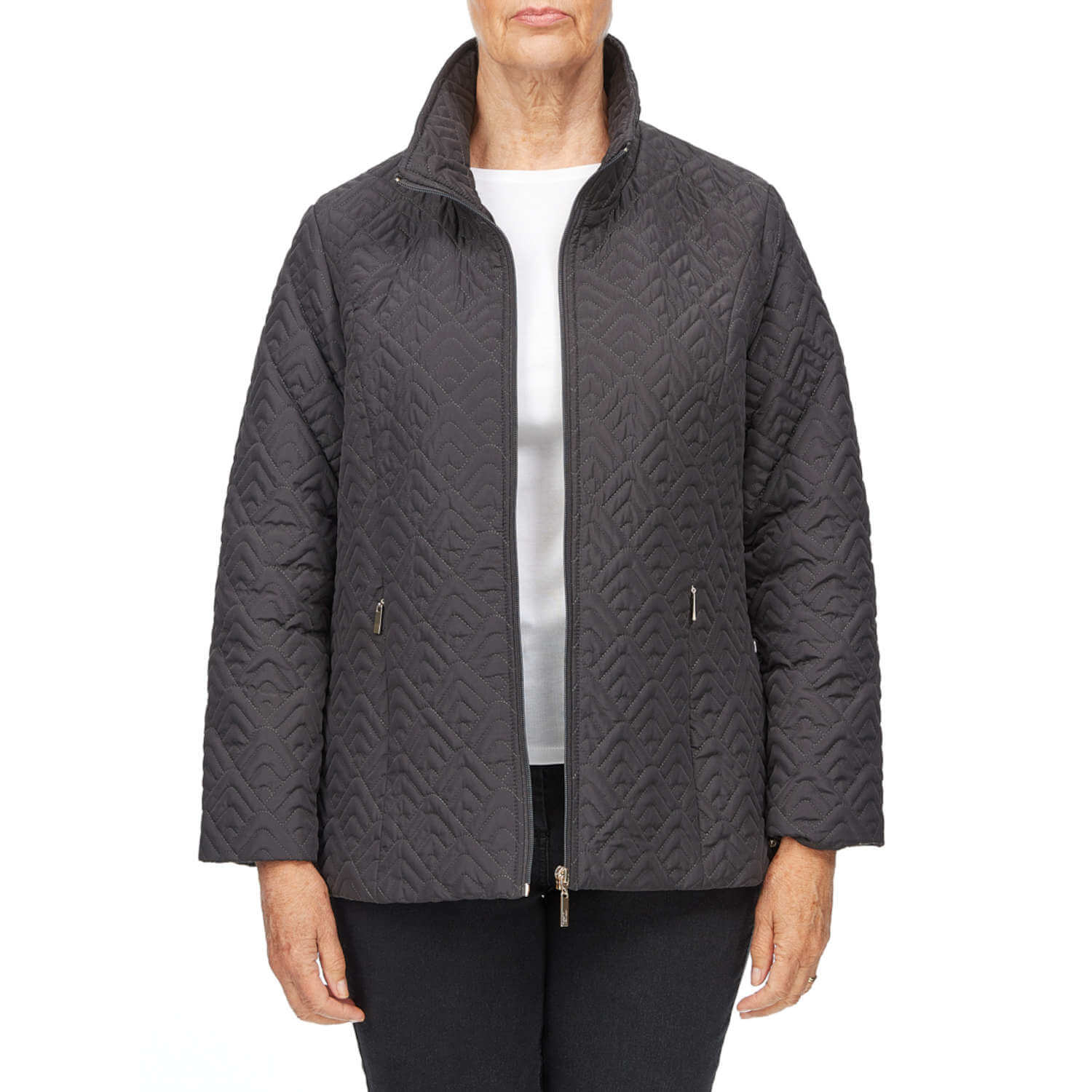 Tigiwear Quilted Coat - Charcoal 2 Shaws Department Stores