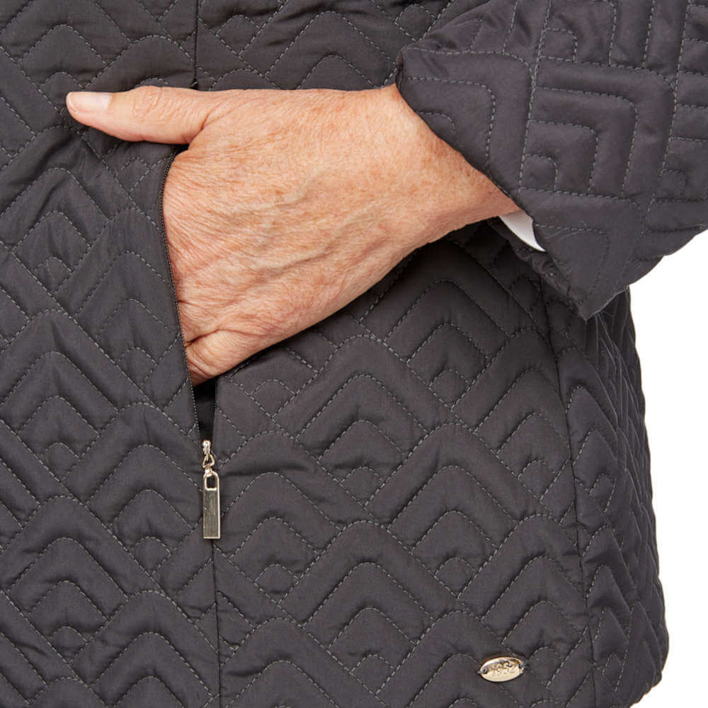Tigiwear Quilted Coat - Charcoal 5 Shaws Department Stores
