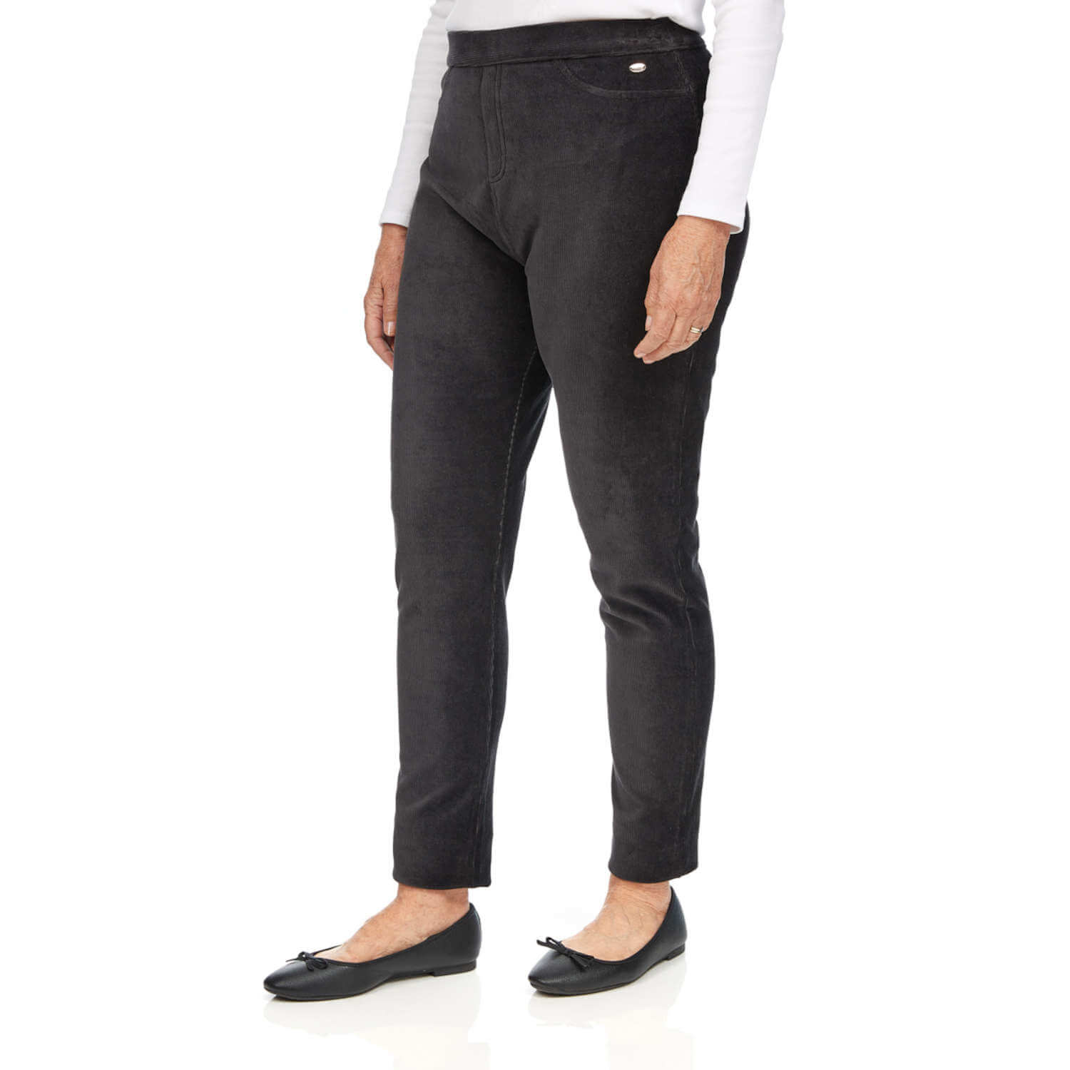 Tigiwear Ribbed Velour Trousers - Charcoal 2 Shaws Department Stores