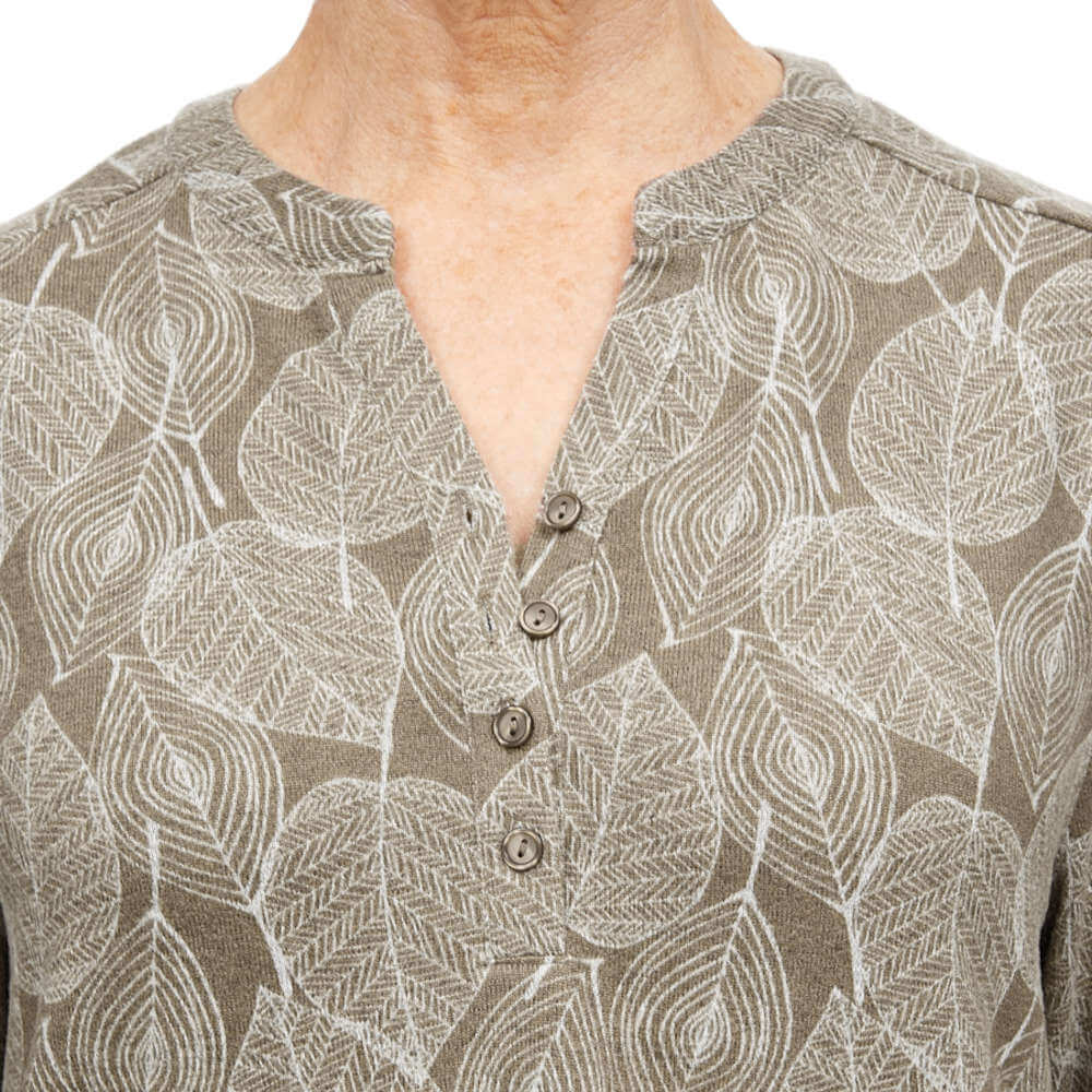 Tigiwear Stencil Leaf Print Top - Taupe 4 Shaws Department Stores