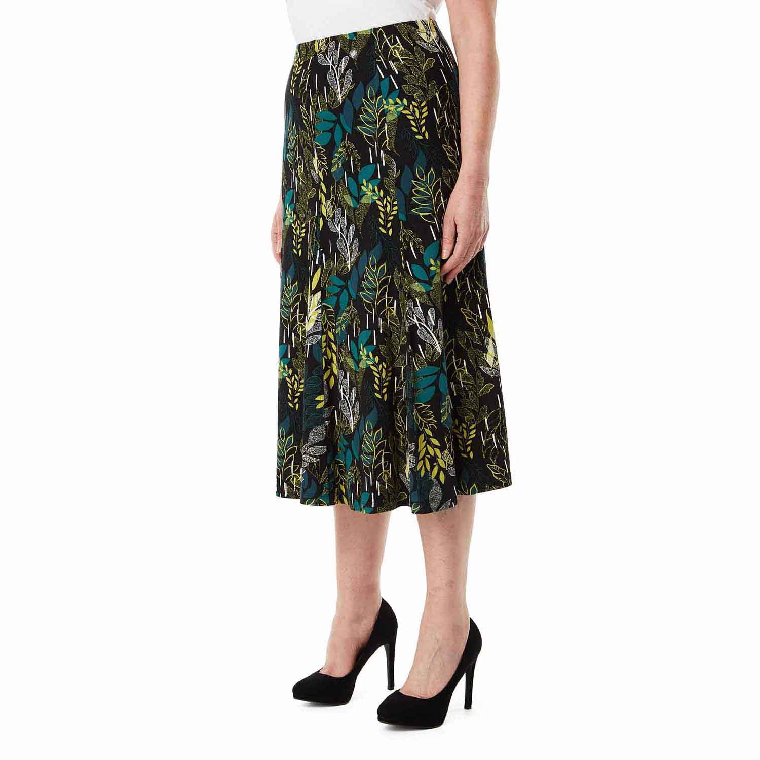 Tigiwear Tropical Leaf Print Skirt - Black 2 Shaws Department Stores