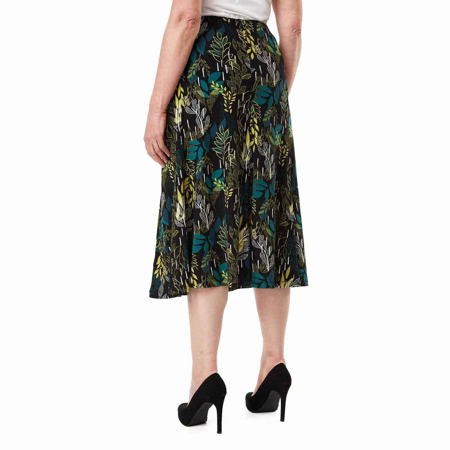 Tigiwear Tropical Leaf Print Skirt - Black 3 Shaws Department Stores