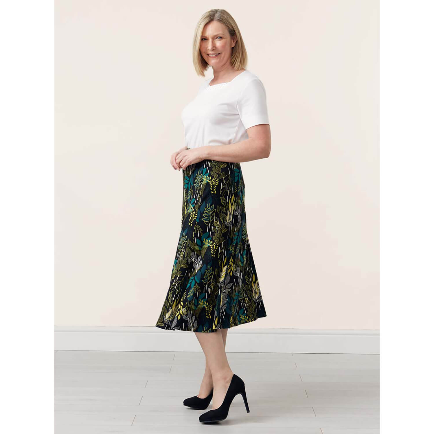 Tigiwear Tropical Leaf Print Short Skirt - Black 1 Shaws Department Stores