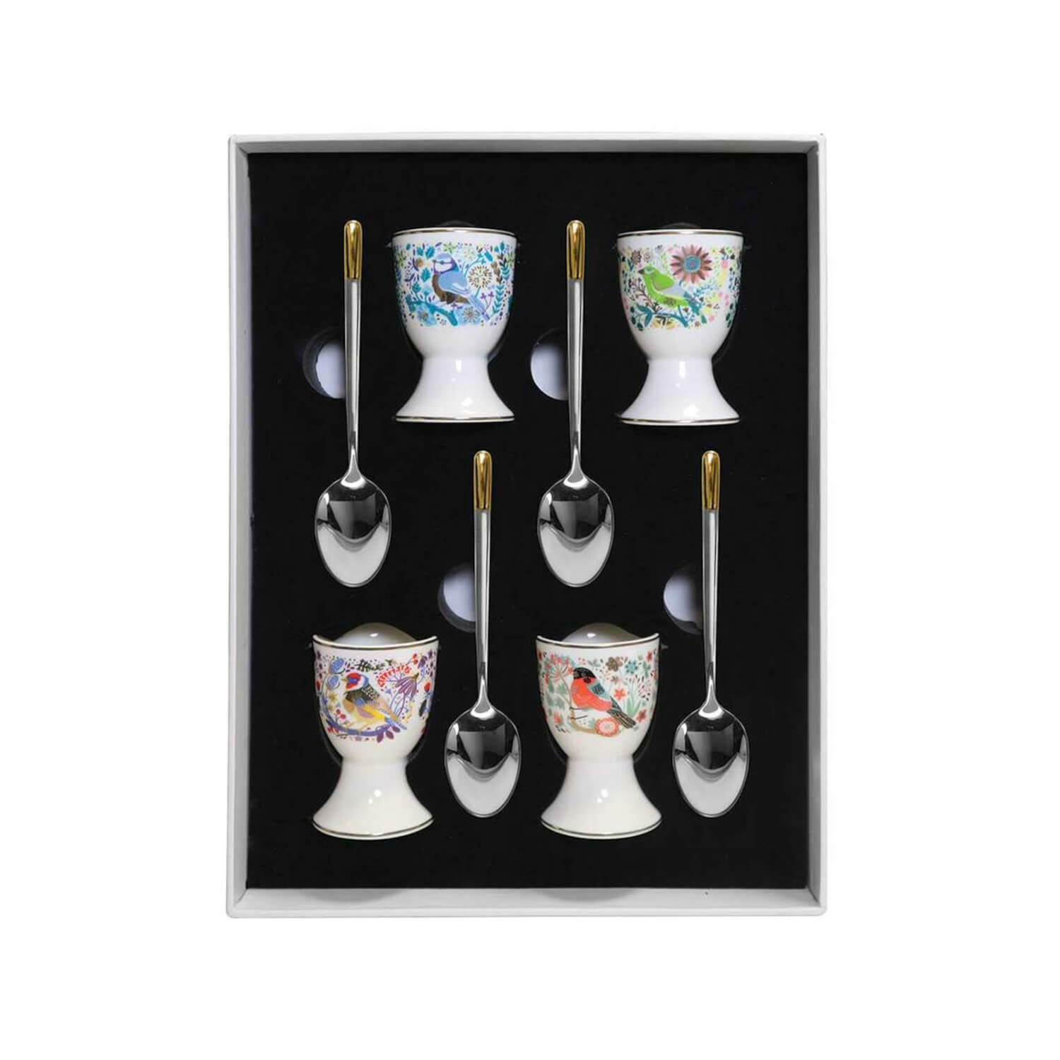 Tipperary Crystal Birdy Egg Cup &amp; Spoon Set of 4 1 Shaws Department Stores