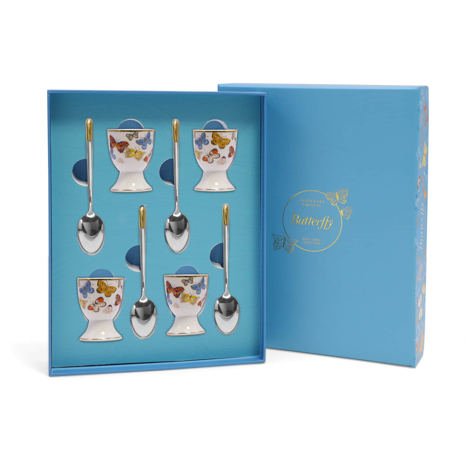 Tipperary Crystal Butterfly Egg Cup &amp; Spoon Set 1 Shaws Department Stores