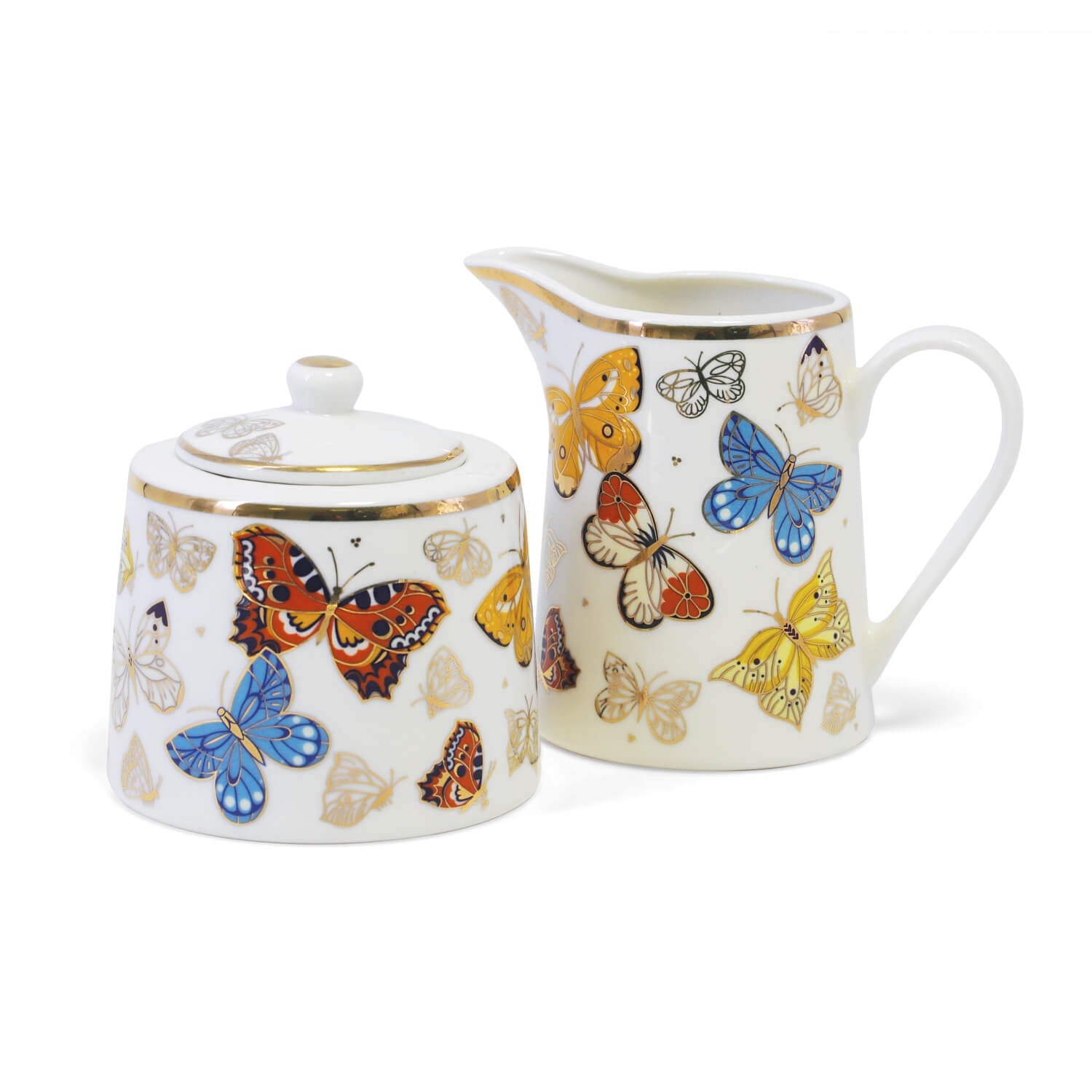Tipperary Crystal Butterfly Sugar Bowl &amp; Milker Set 2 Shaws Department Stores