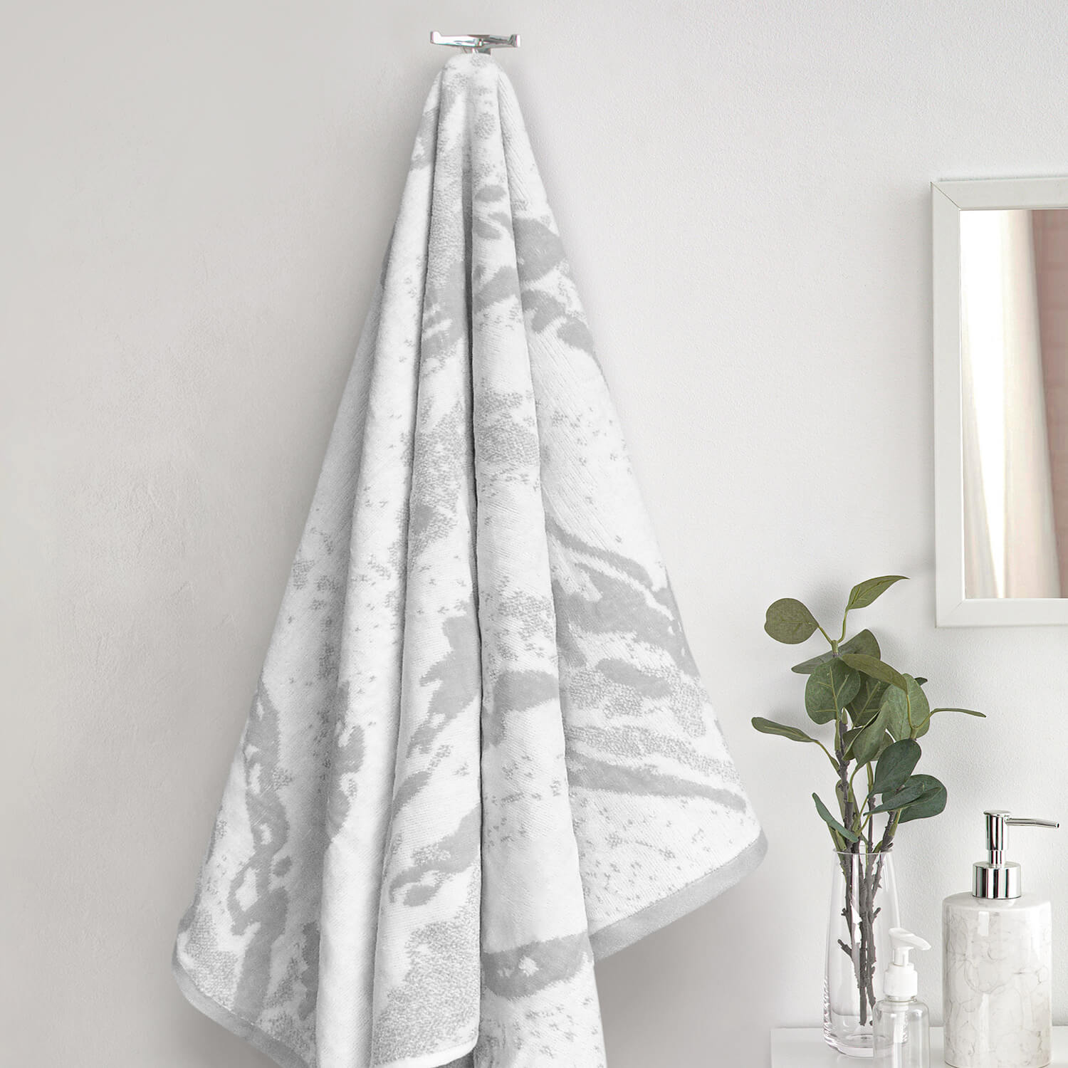 Velosso Marble Bath Towel - Silver 1 Shaws Department Stores