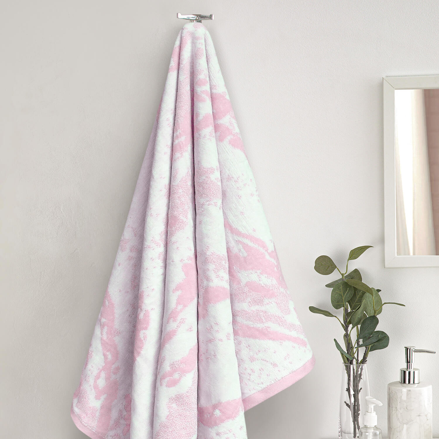 Velosso Marble Bath Towel - Pink 1 Shaws Department Stores
