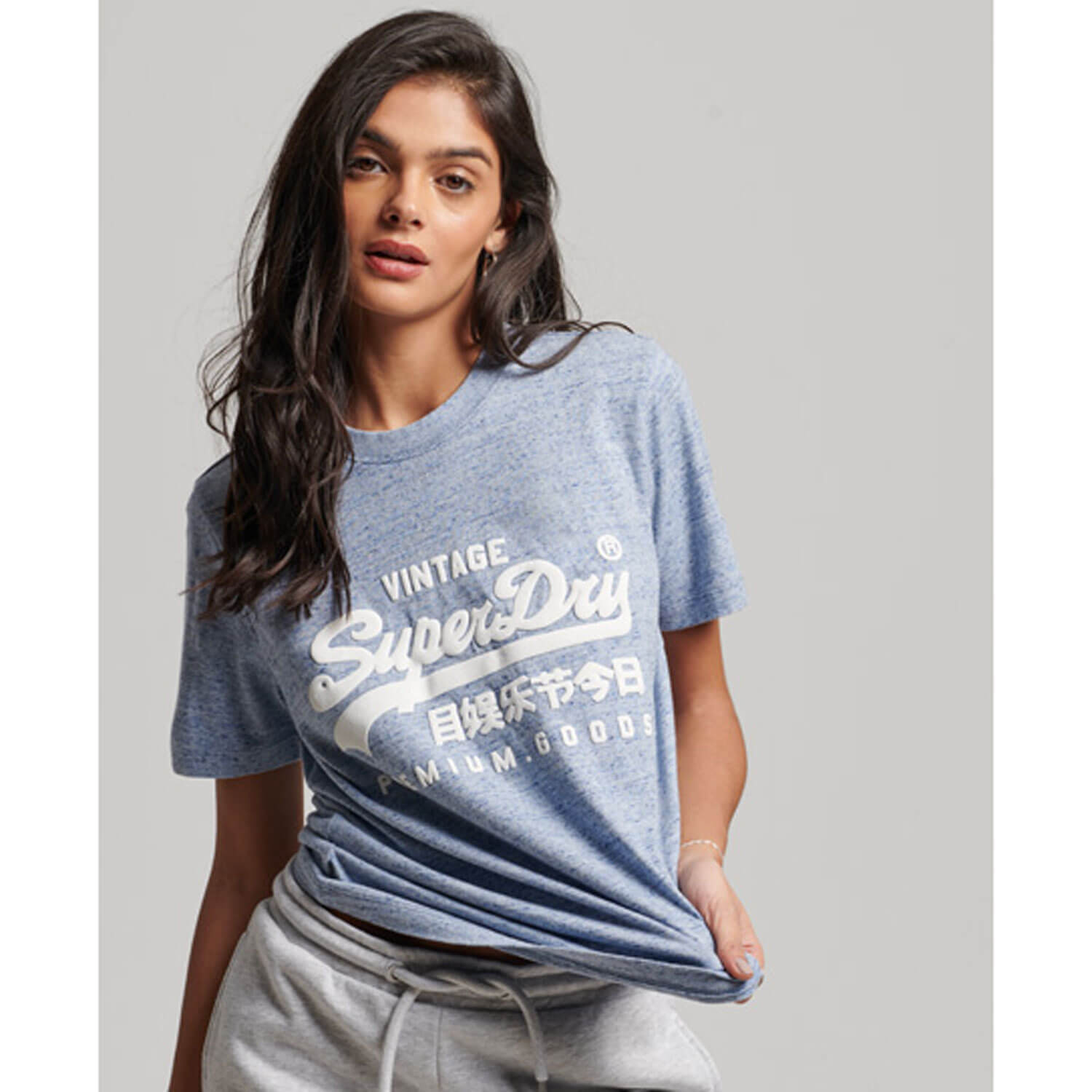 Superdry Vintage Scripted College Tee - Soft Blue 1 Shaws Department Stores