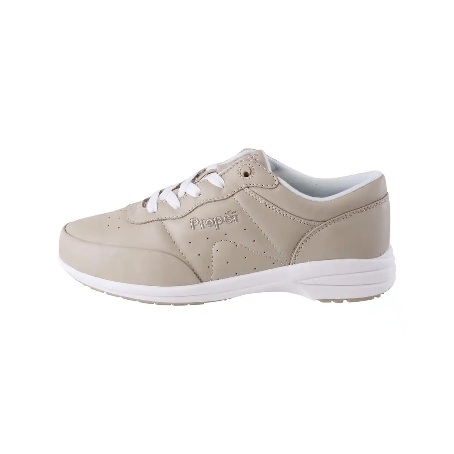 Propet Bone Leather Trainers - White 2 Shaws Department Stores