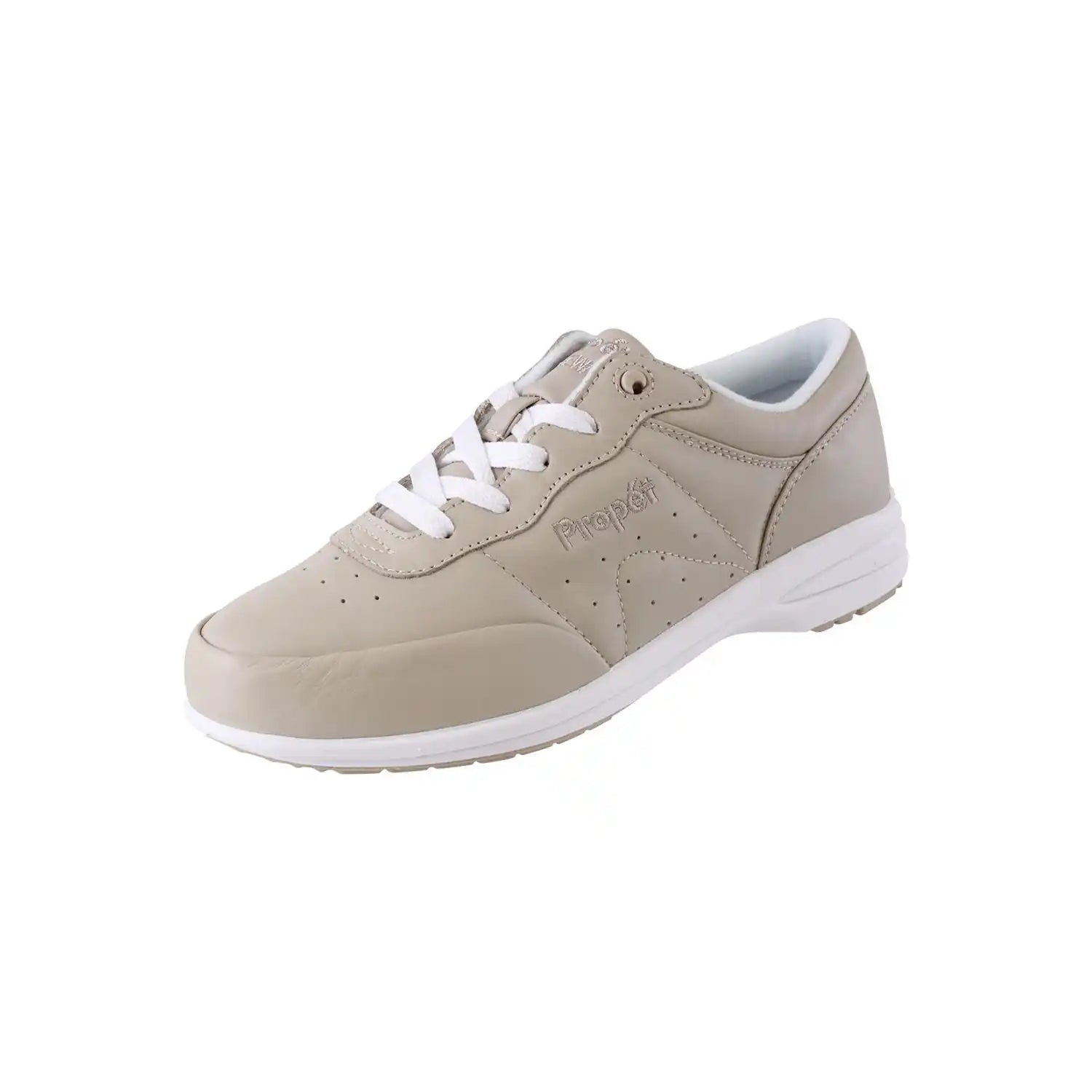 Propet Bone Leather Trainers - White 1 Shaws Department Stores