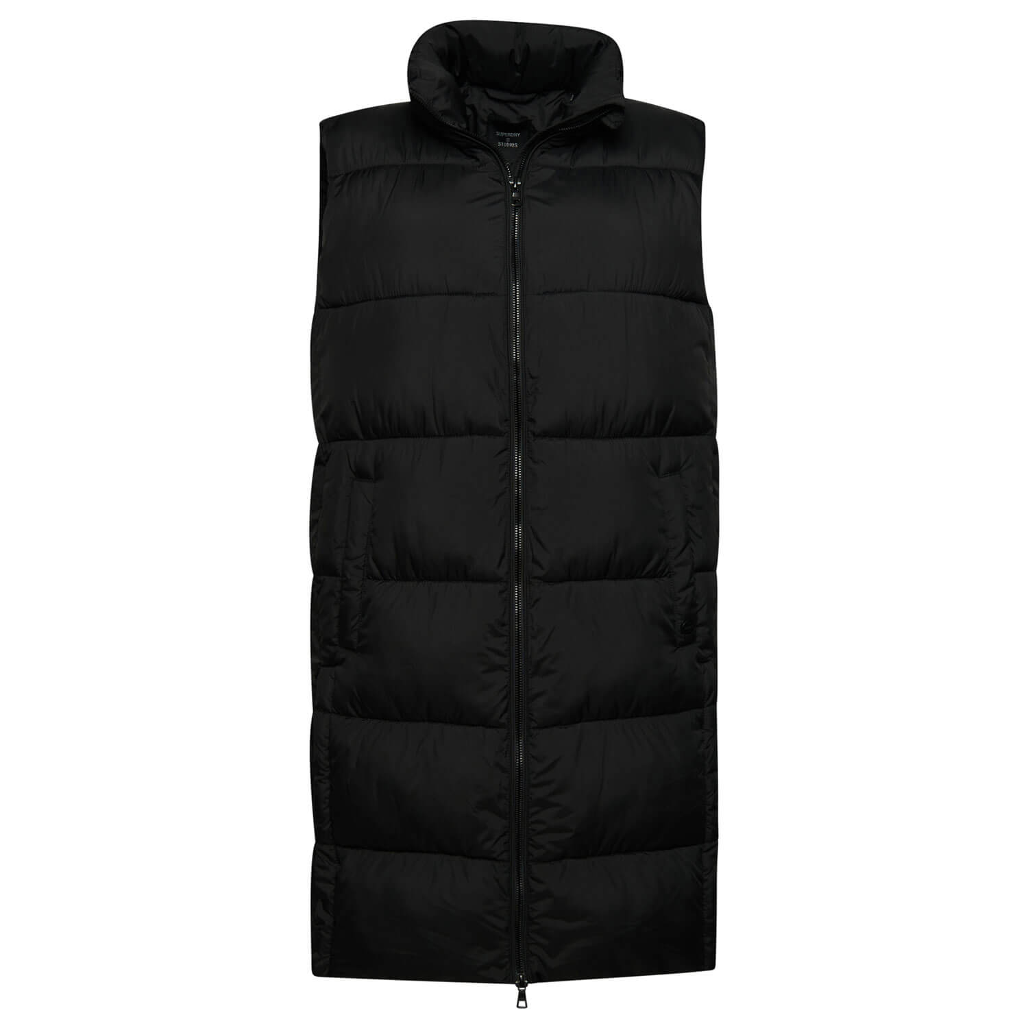 Superdry Longline Hooded Quilted Gilet - Black 7 Shaws Department Stores