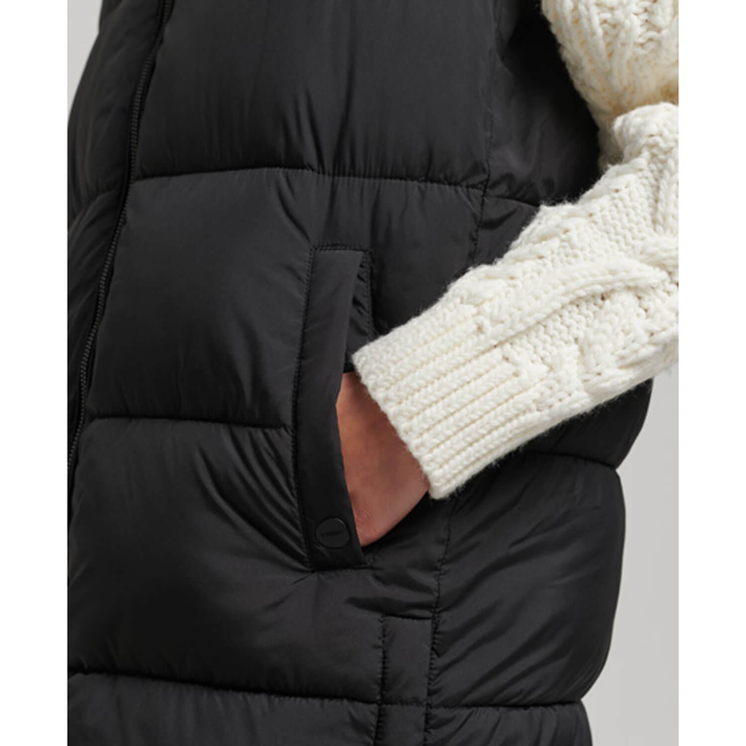 Superdry Longline Hooded Quilted Gilet - Black 5 Shaws Department Stores