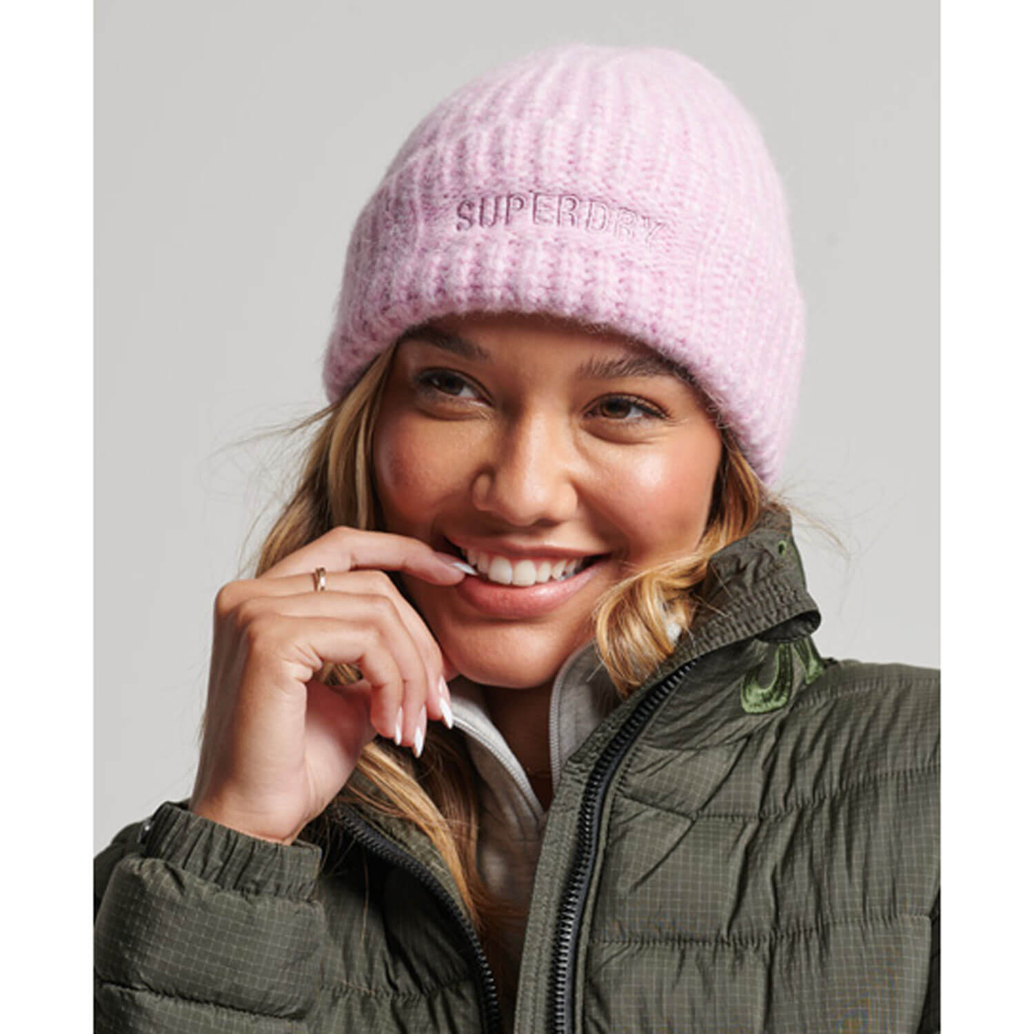 Superdry Essential Ribbed Beanie - Lilac 1 Shaws Department Stores