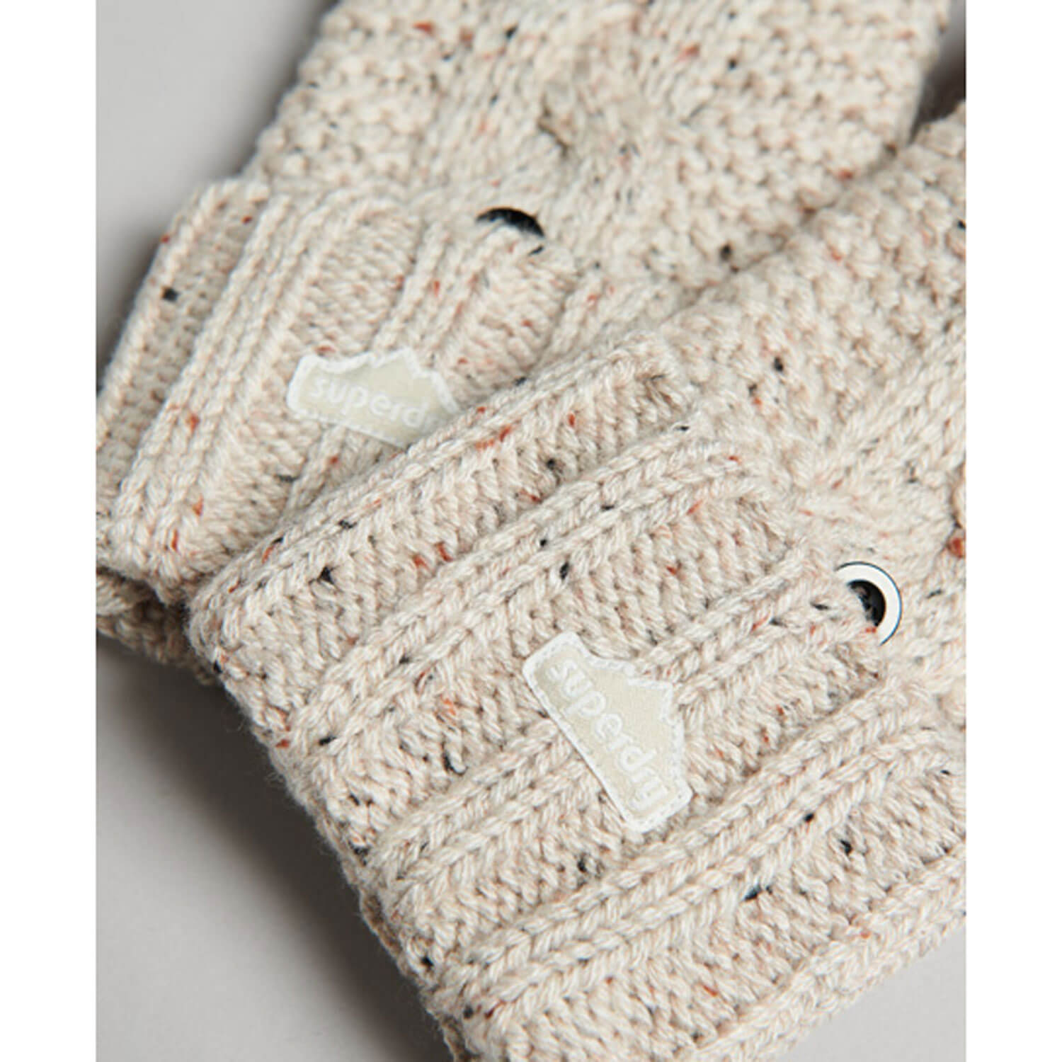 Superdry Cable Knit Gloves - Oatmeal 3 Shaws Department Stores