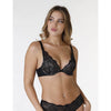 Refined Glamour Cleavage Triangle Under Wire Padded Bra - Black