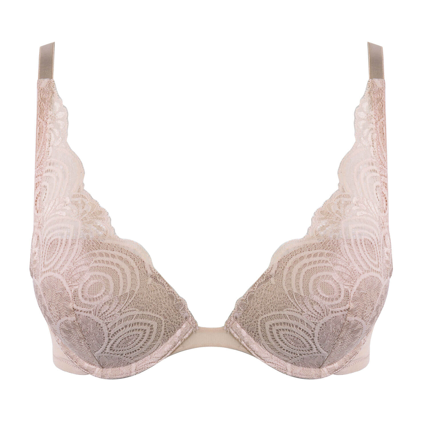 Refined Glamour Cleavage Triangle Under Wire Padded Bra - Creamy