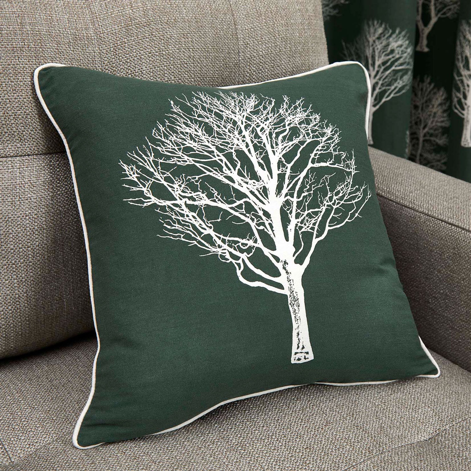 Newgrange Living Woodland Trees Cushion - Green 1 Shaws Department Stores