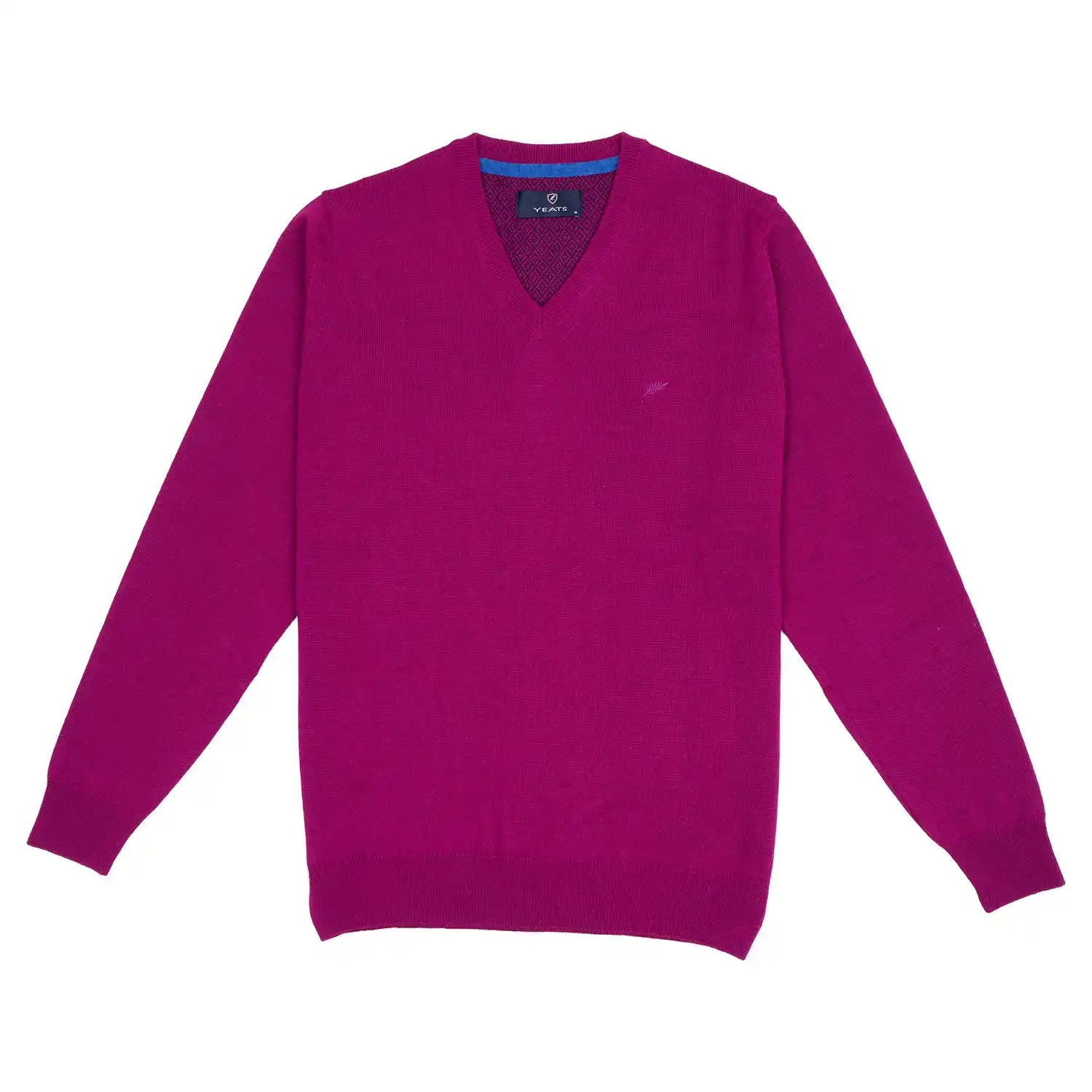 Yeats Plain V Neck Jumper - Pink 1 Shaws Department Stores