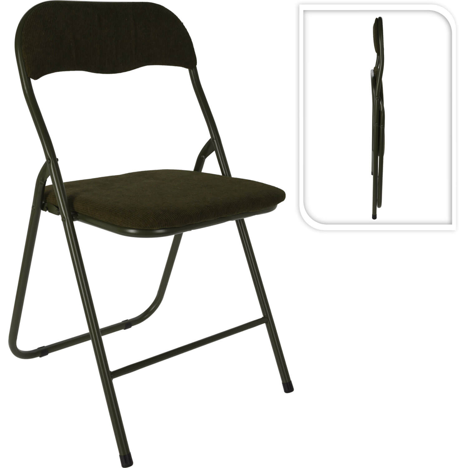 Shaws Department Stores Folding Chair Ribcord Green - Brown 1 Shaws Department Stores
