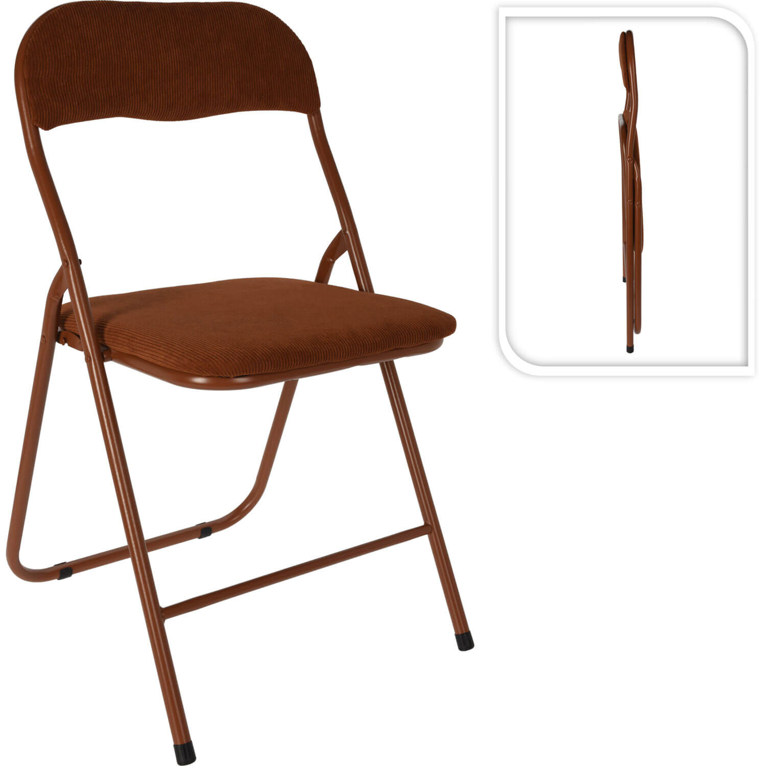 Shaws Department Stores Folding Chair Ribcord Brown - Blue 1 Shaws Department Stores