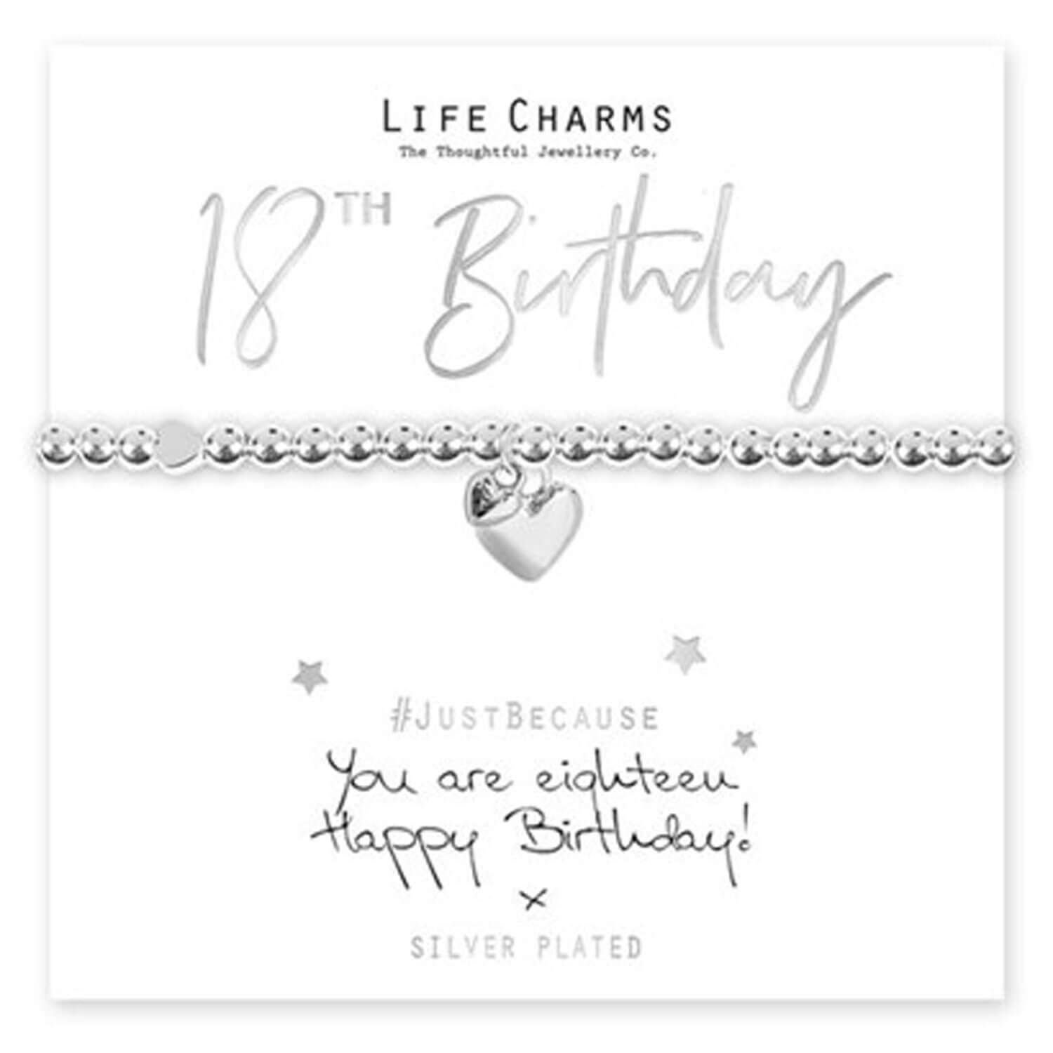 Life Charms You Are 18 Puff Heart Bracelet - Silver 2 Shaws Department Stores