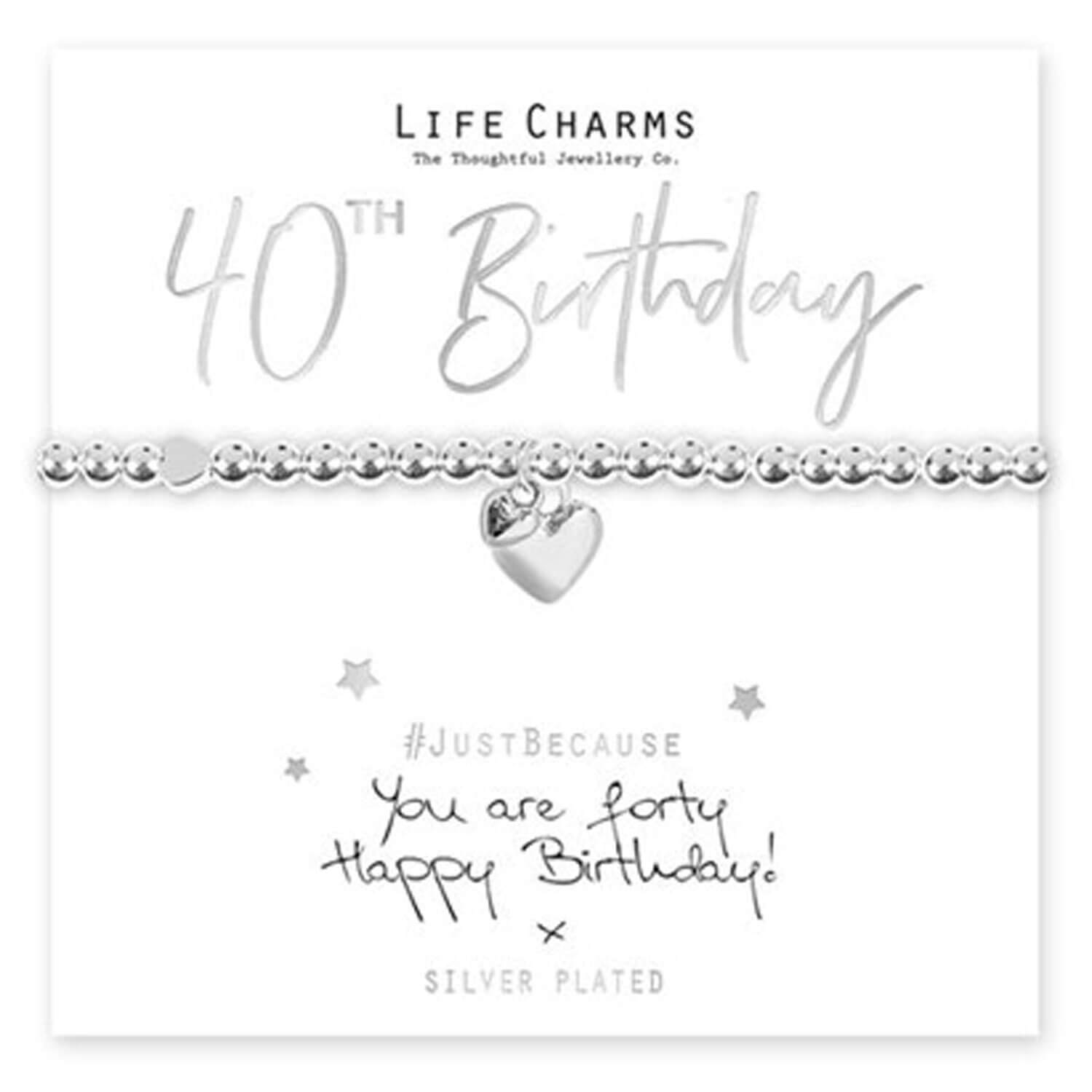 Life Charms You Are 40 Heart Bracelet - Silver 1 Shaws Department Stores
