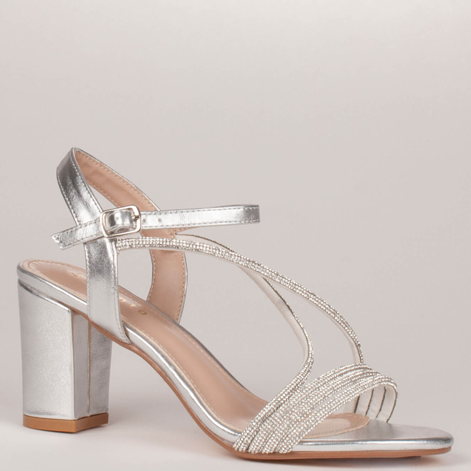 Sorento Cabracastle Heeled Sandal - Silver 1 Shaws Department Stores