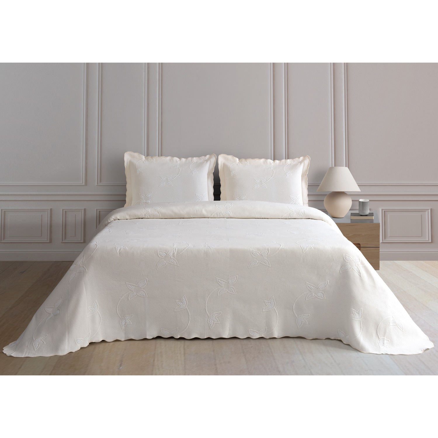 The Home Collection Caprice Bedspread - Kingsize - Champagne 1 Shaws Department Stores