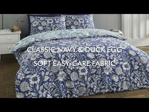Tapestry Floral Easy Care Duvet Cover Set - Blue