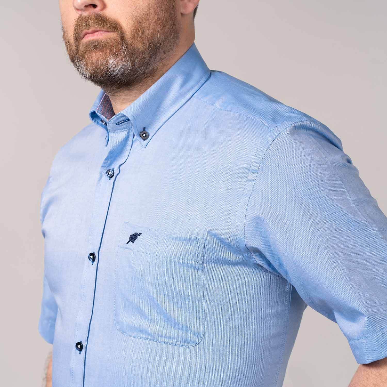Yeats Short-sleeve Chambray Shirt - Blue 6 Shaws Department Stores