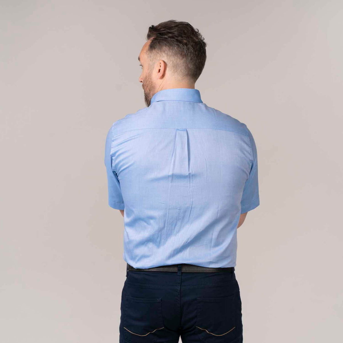 Short-sleeve Chambray Shirt - Blue