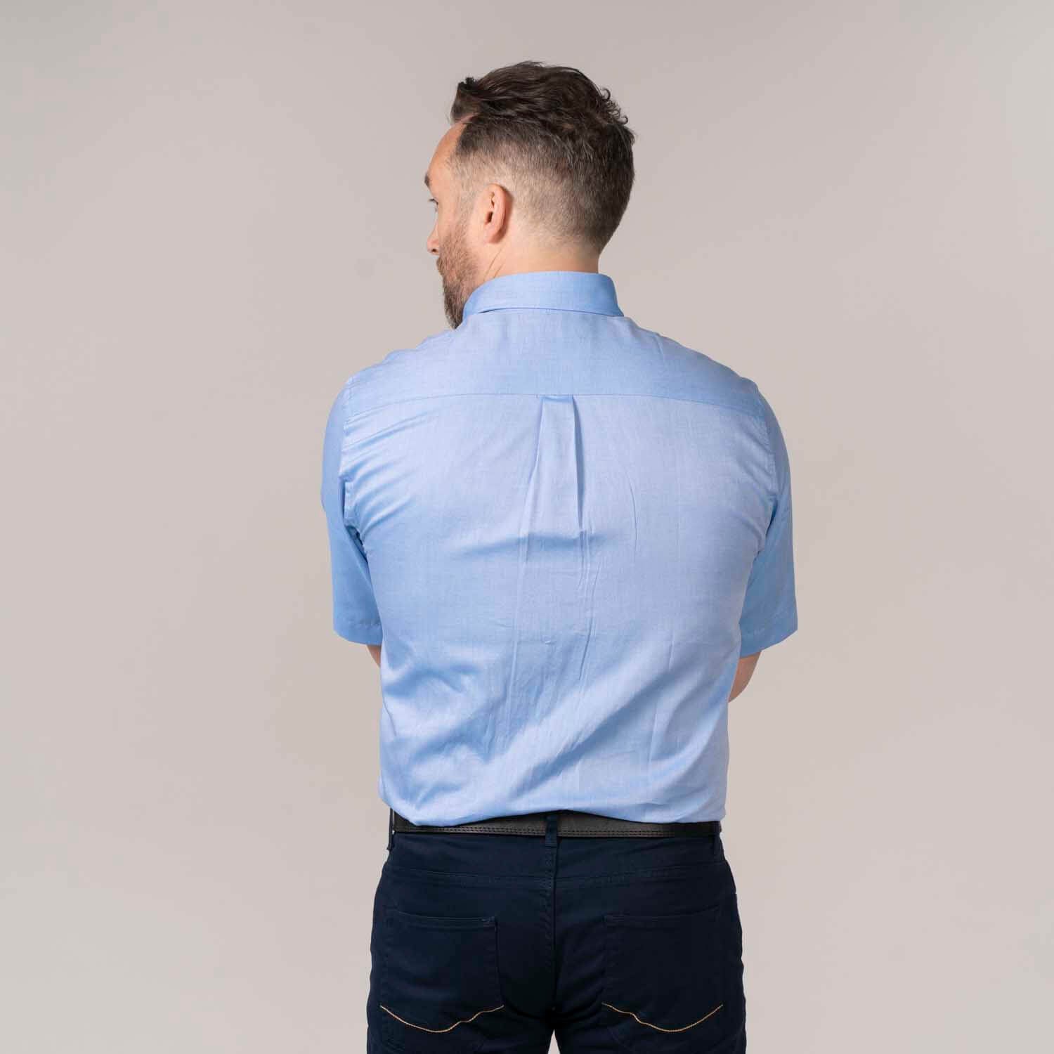 Yeats Short-sleeve Chambray Shirt - Blue 5 Shaws Department Stores