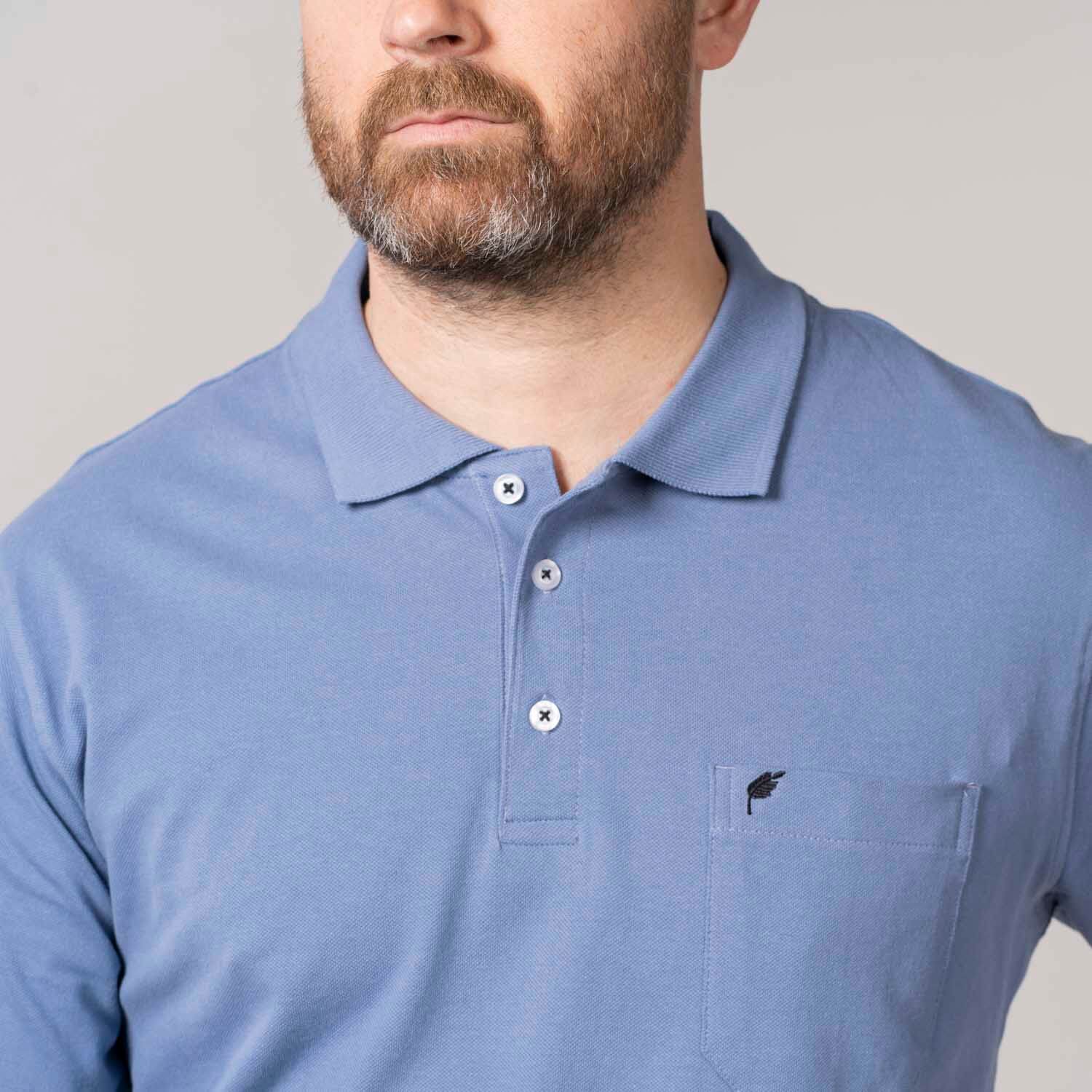 Yeats Niels Short-sleeve Polo - Colony Blue 2 Shaws Department Stores