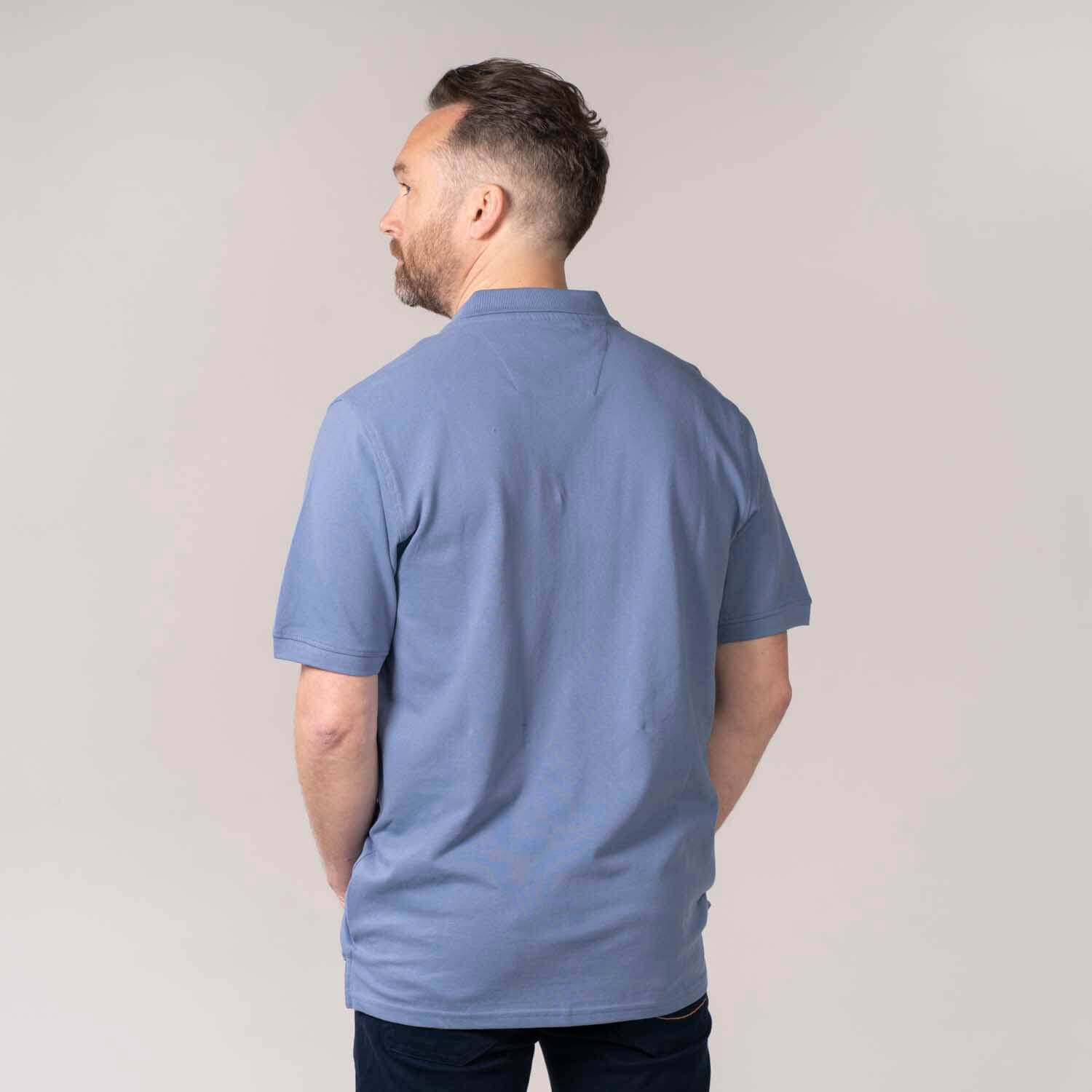Yeats Niels Short-sleeve Polo - Colony Blue 5 Shaws Department Stores