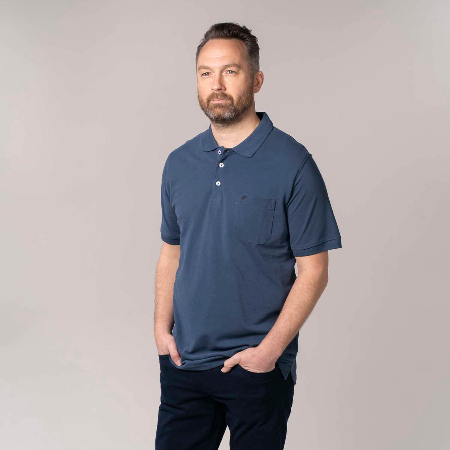 Yeats Niels Short-sleeve Polo - Dark Denim 3 Shaws Department Stores