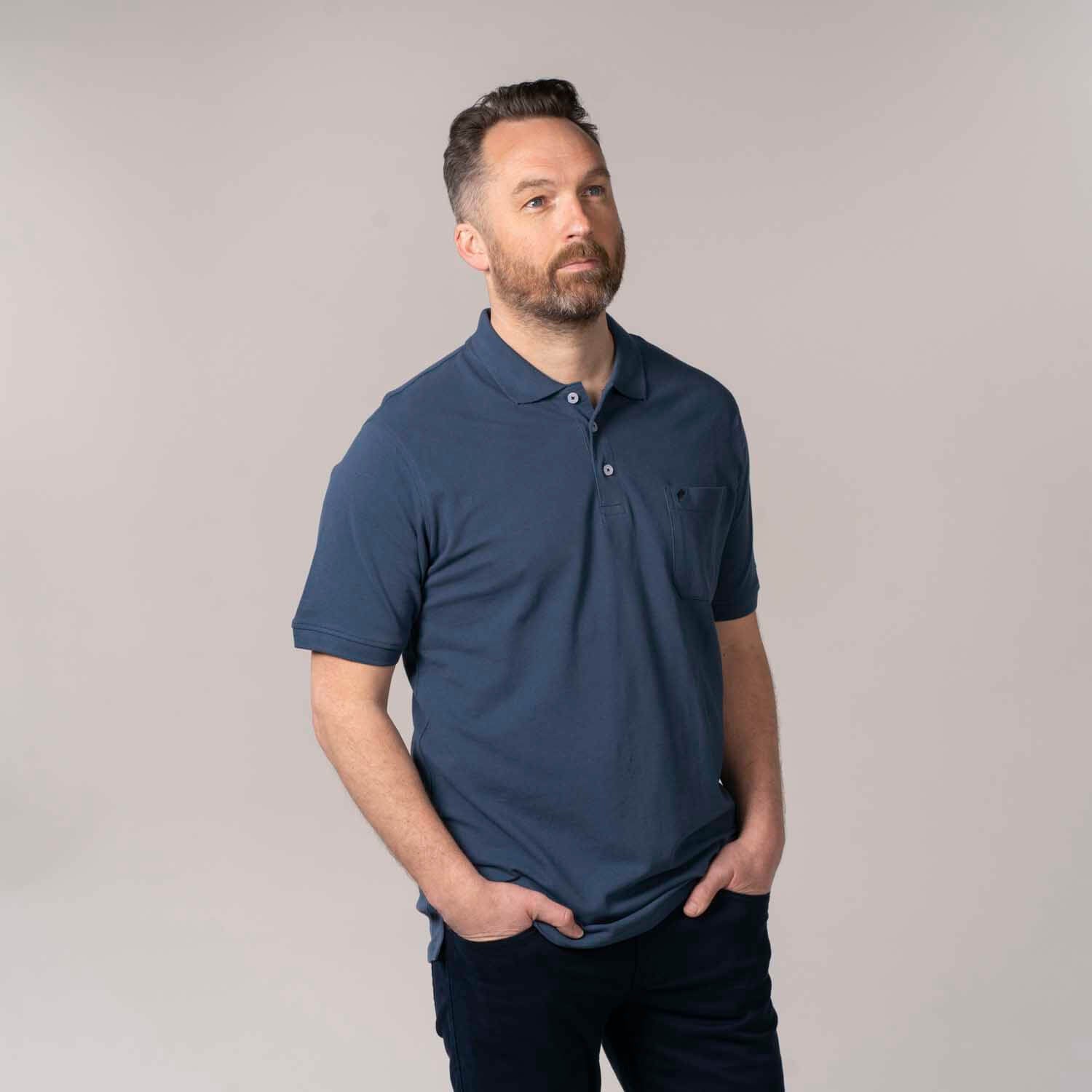 Yeats Niels Short-sleeve Polo - Dark Denim 5 Shaws Department Stores