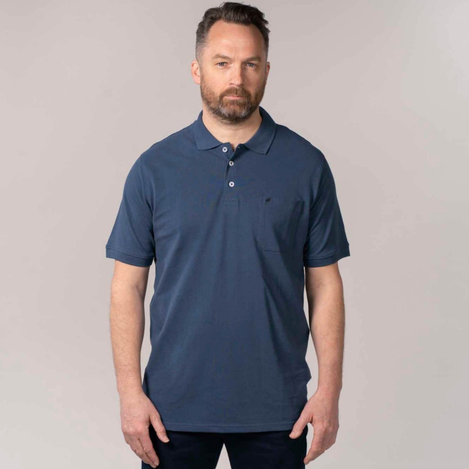 Yeats Niels Short-sleeve Polo - Dark Denim 1 Shaws Department Stores