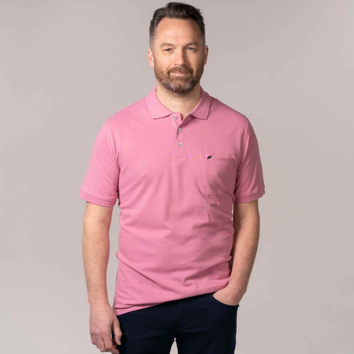 Yeats Niels Short-sleeve Polo - Dusty Rose 1 Shaws Department Stores